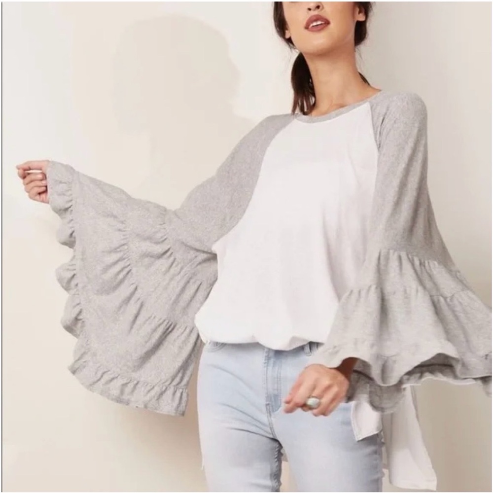 Anthropologie NWOT No Crying In Baseball Tee w/ Ruffle Sleeves